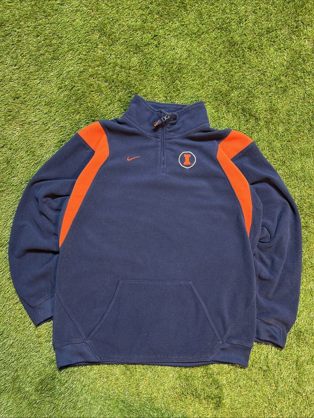 Y2K Nike Illinois fighting illini Fleece 1/4 Zip Jacket Sz L